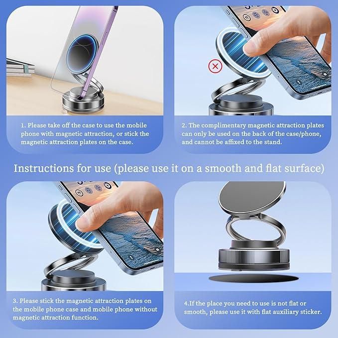 Vacuum Magnetic Phone Stand – Foldable & Portable