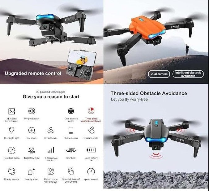 E99 Foldable RC Drone with 720p HD Camera & Smart Flight Modes