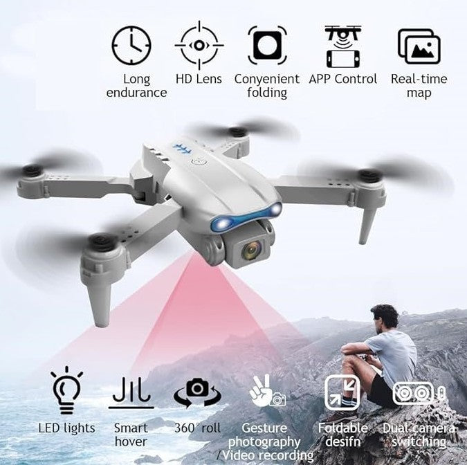 E99 Foldable RC Drone with 720p HD Camera & Smart Flight Modes
